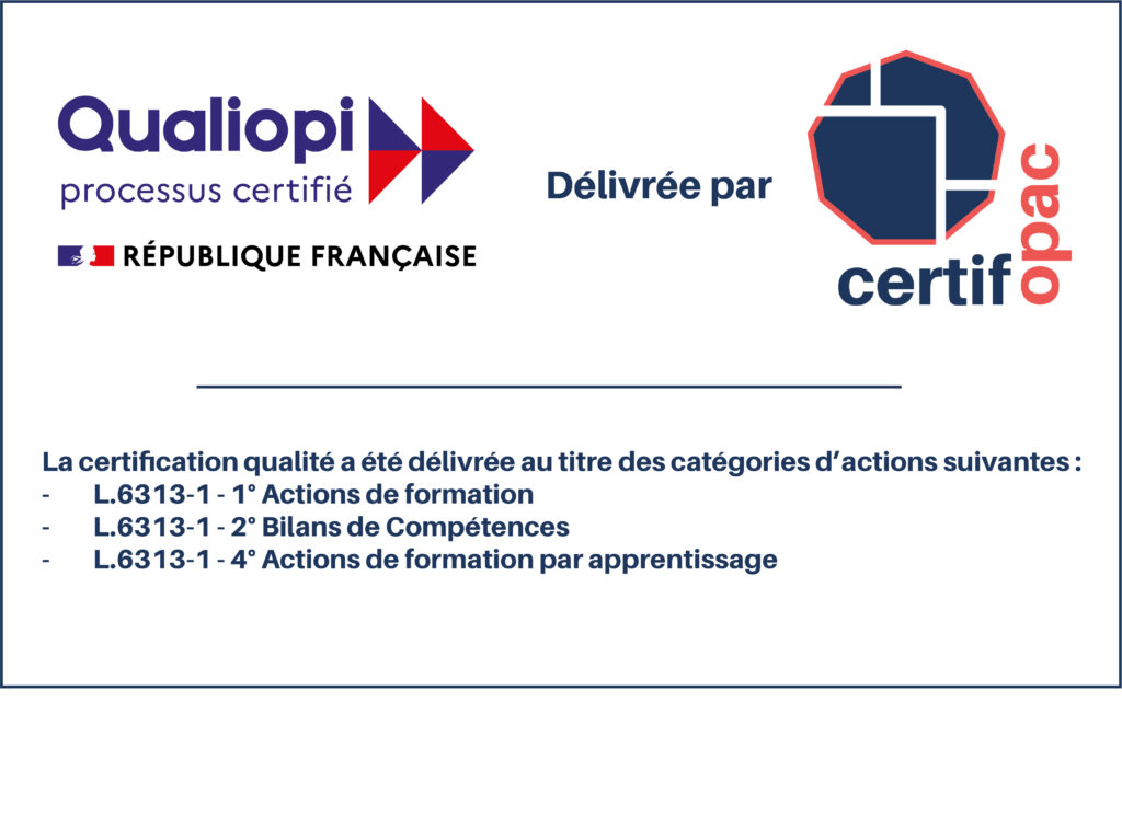Logo certifié qualiopi formation bilan de compétence et CFA