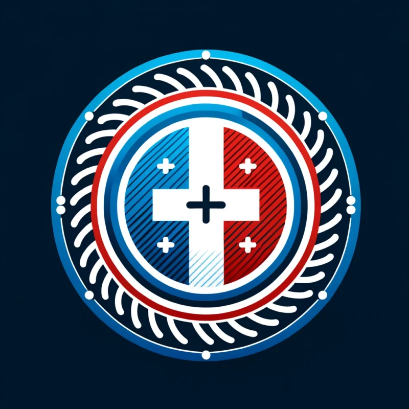 logo en croix rouge et bleu
